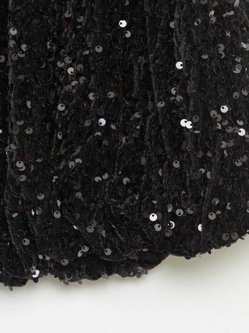 Jupe courte en sequins unie Noir - Kiabi
