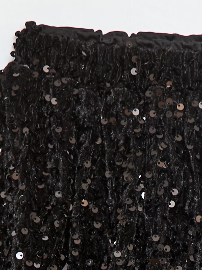 Jupe courte en sequins unie Noir - Kiabi