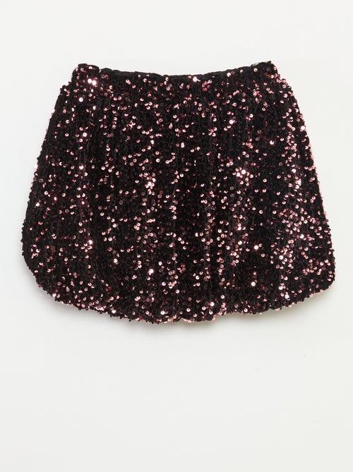Jupe courte en sequins unie - Kiabi