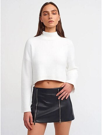 Jupe courte en simili cuir à taille haute dilvin