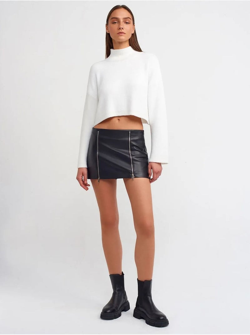 Jupe courte en simili cuir à taille haute dilvin Noir - Kiabi