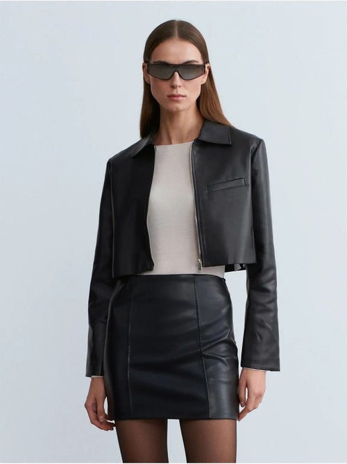 Jupe Courte En Simili Cuir Taille Haute - Kiabi