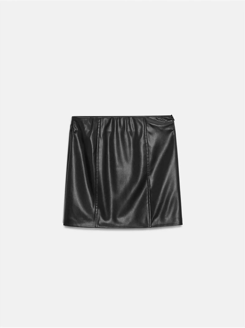 Jupe Courte En Simili Cuir Taille Haute Noir - Kiabi