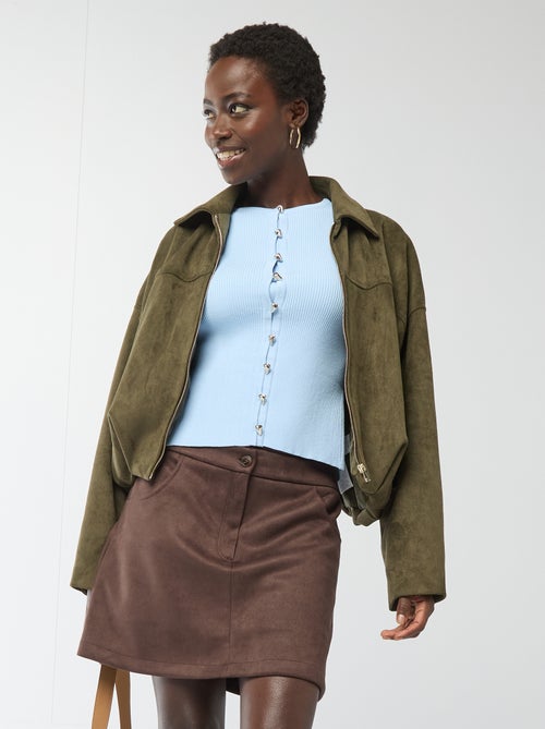 Jupe courte en suédine - Kiabi