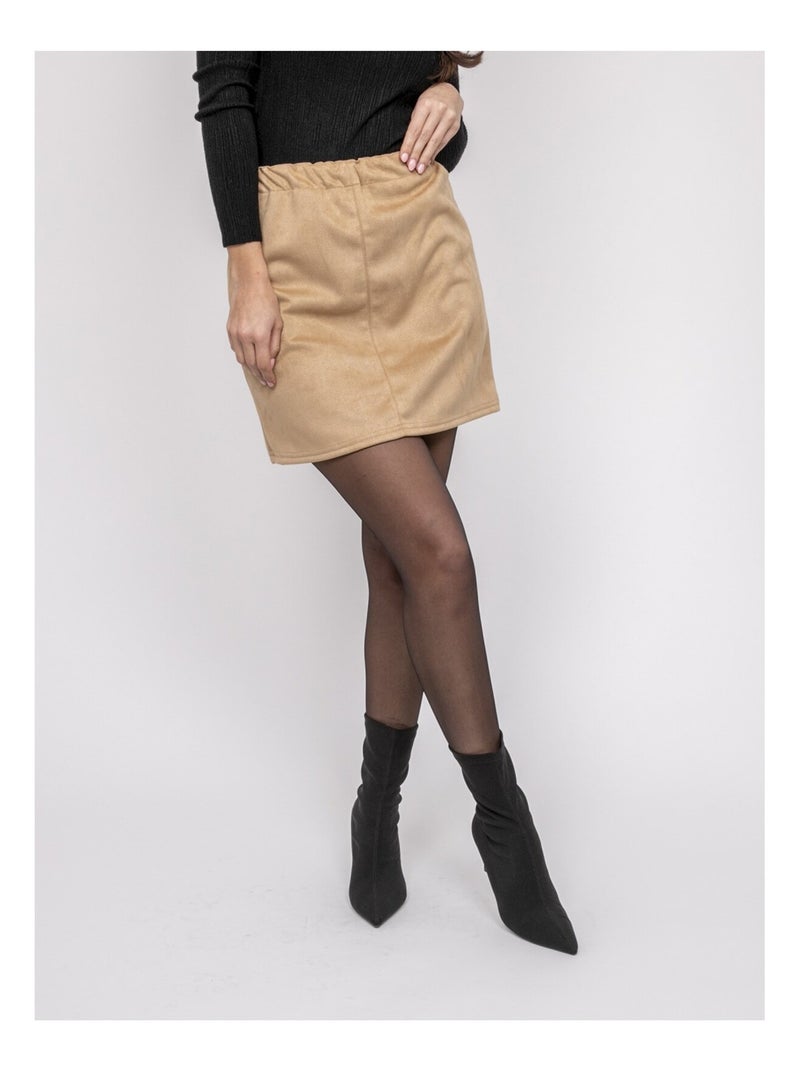 Jupe courte en suédine XERTINA Marron caramel - Kiabi