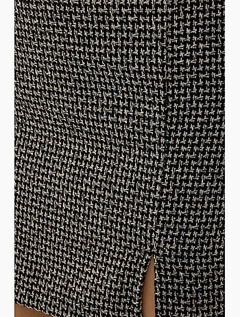 Jupe courte en tweed à taille haute avec fente hiccup