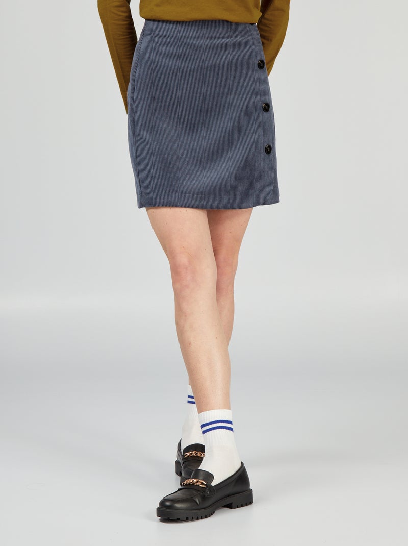Jupe courte en velours Bleu - Kiabi