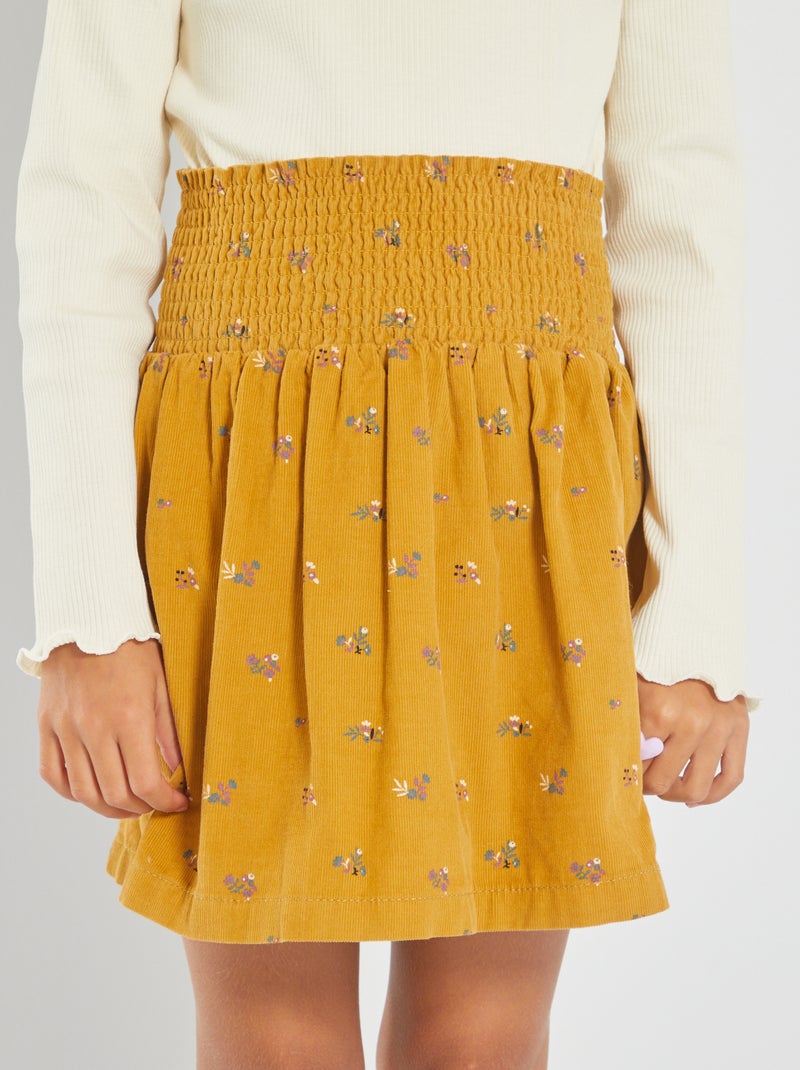 Jupe courte en velours Jaune - Kiabi