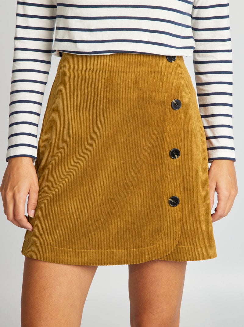 Jupe courte en velours Marron - Kiabi