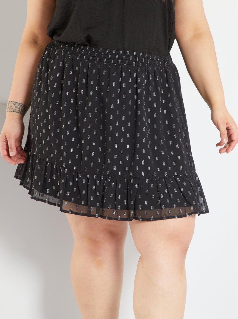 Jupe courte en voile noir - Kiabi