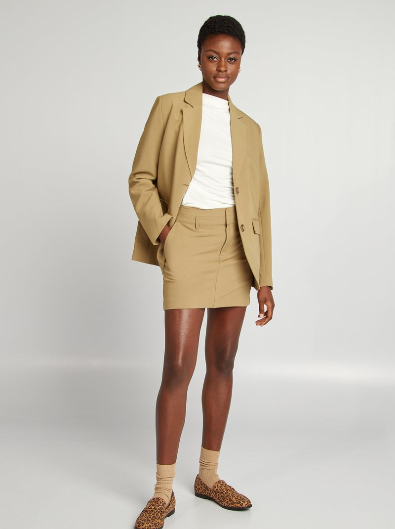 Jupe courte esprit tailleur Vert - Kiabi