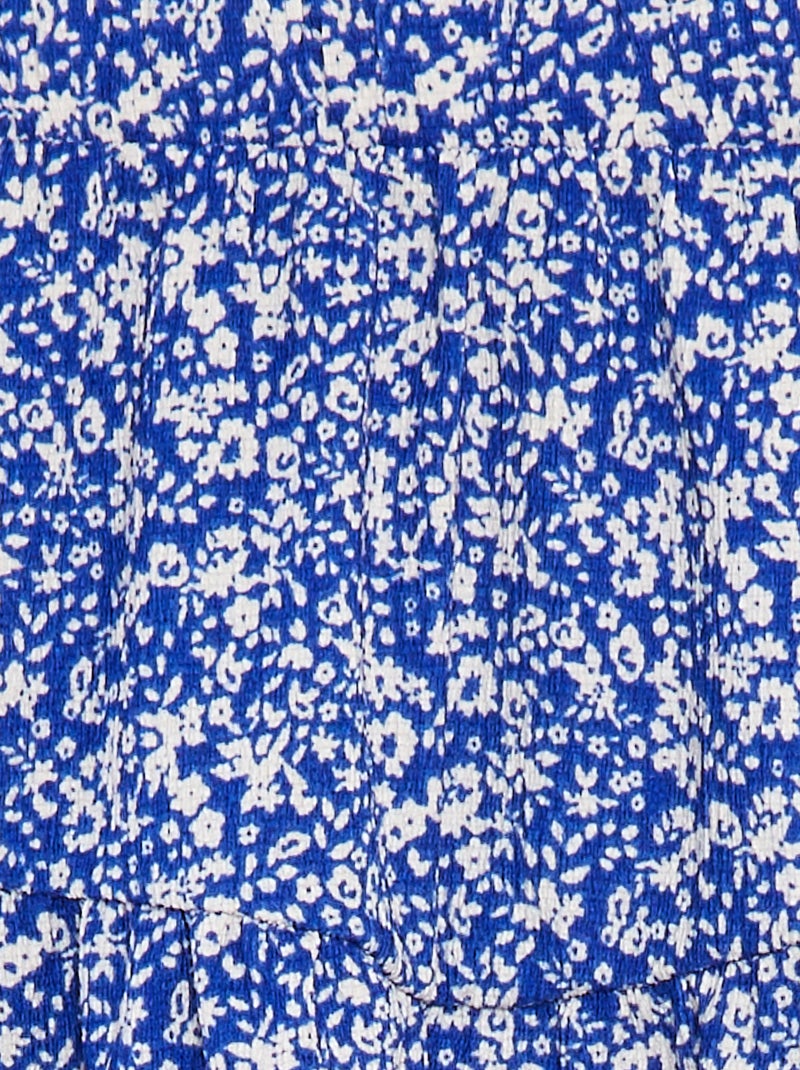 Jupe courte évasée à fleurs BLEU - Kiabi