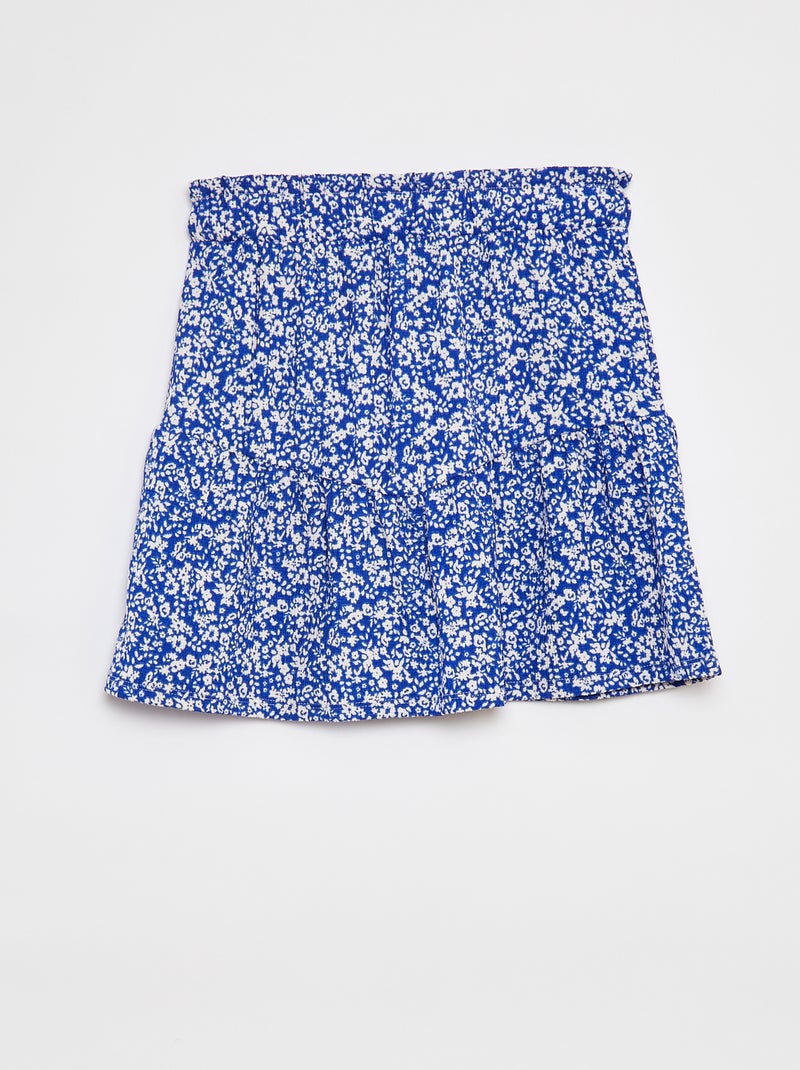 Jupe courte évasée à fleurs BLEU - Kiabi