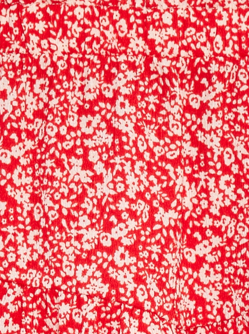 Jupe courte évasée à fleurs ROUGE - Kiabi