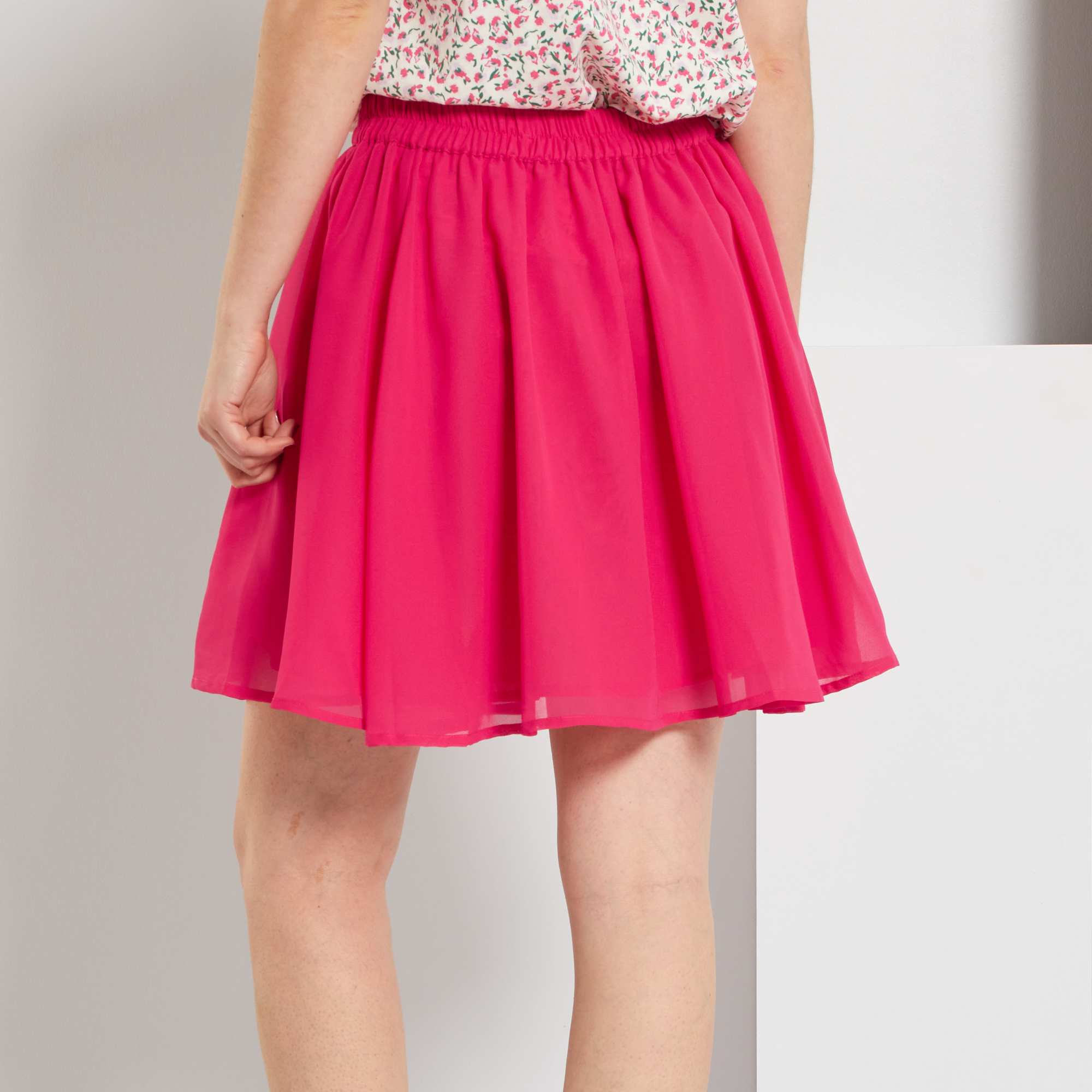 DRESHOW Rétro Jupe Basique Elastique évasée Mini Jupe Plissée Patineuse