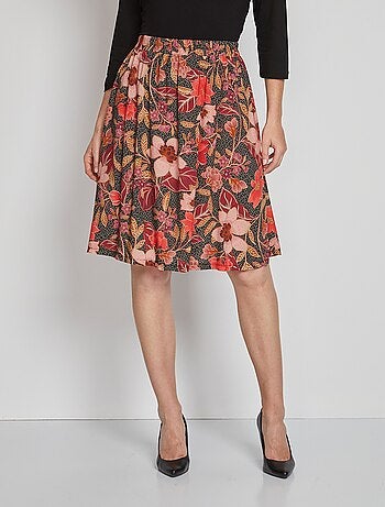 Jupe courte évasée imprimé fleuri