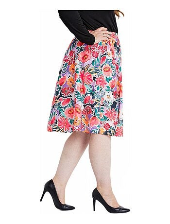 Jupe courte évasée imprimé fleuri