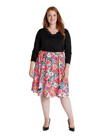 Jupe courte évasée imprimé fleuri