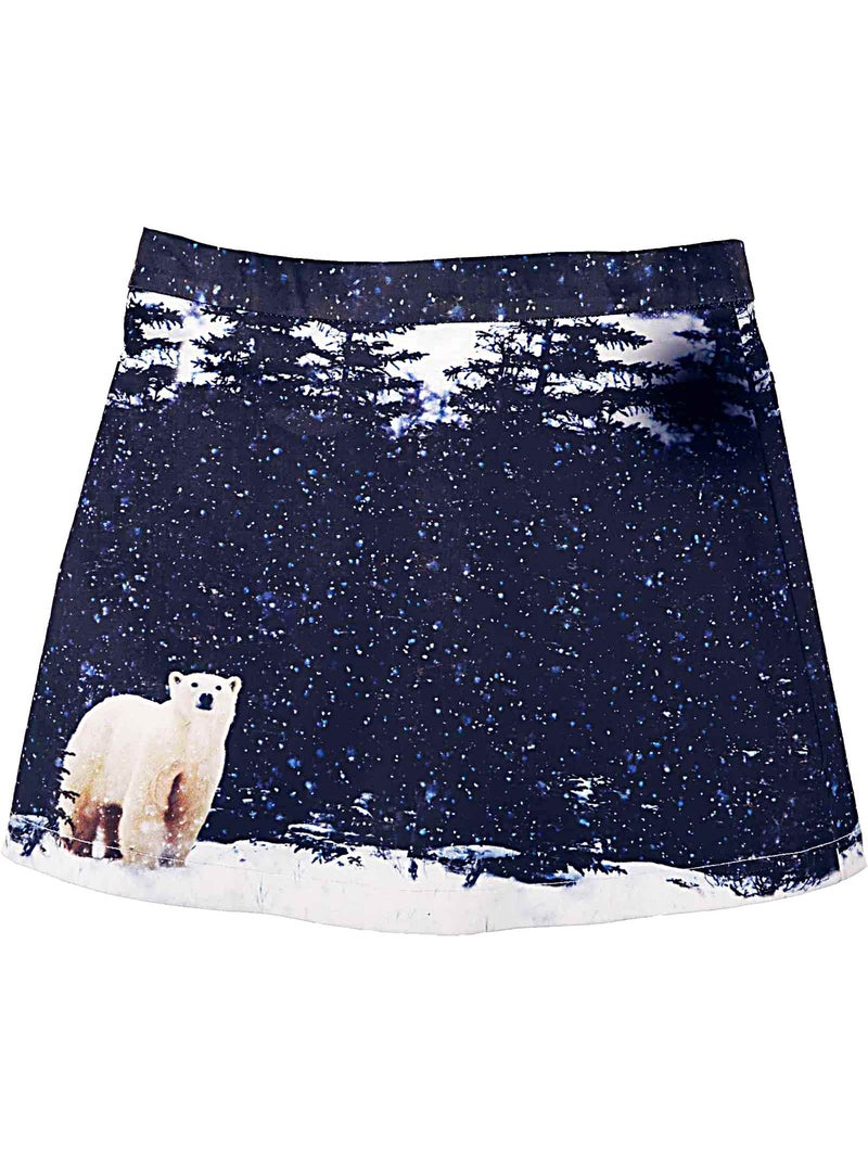 Jupe Courte Hiver Fille  Imprimé Ours Polaire  SNOW BEAR - La Faute à Voltaire Beige/Noir - Kiabi