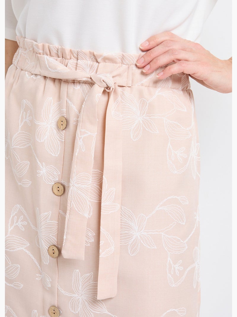 Jupe courte, motif sérigraphies fleurs - Afibel Beige - Kiabi