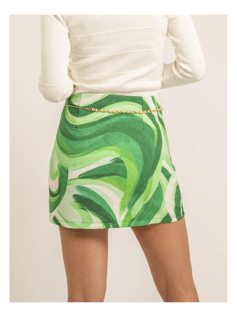 Jupe courte motifs avec ceinture XEVRY Vert - Kiabi