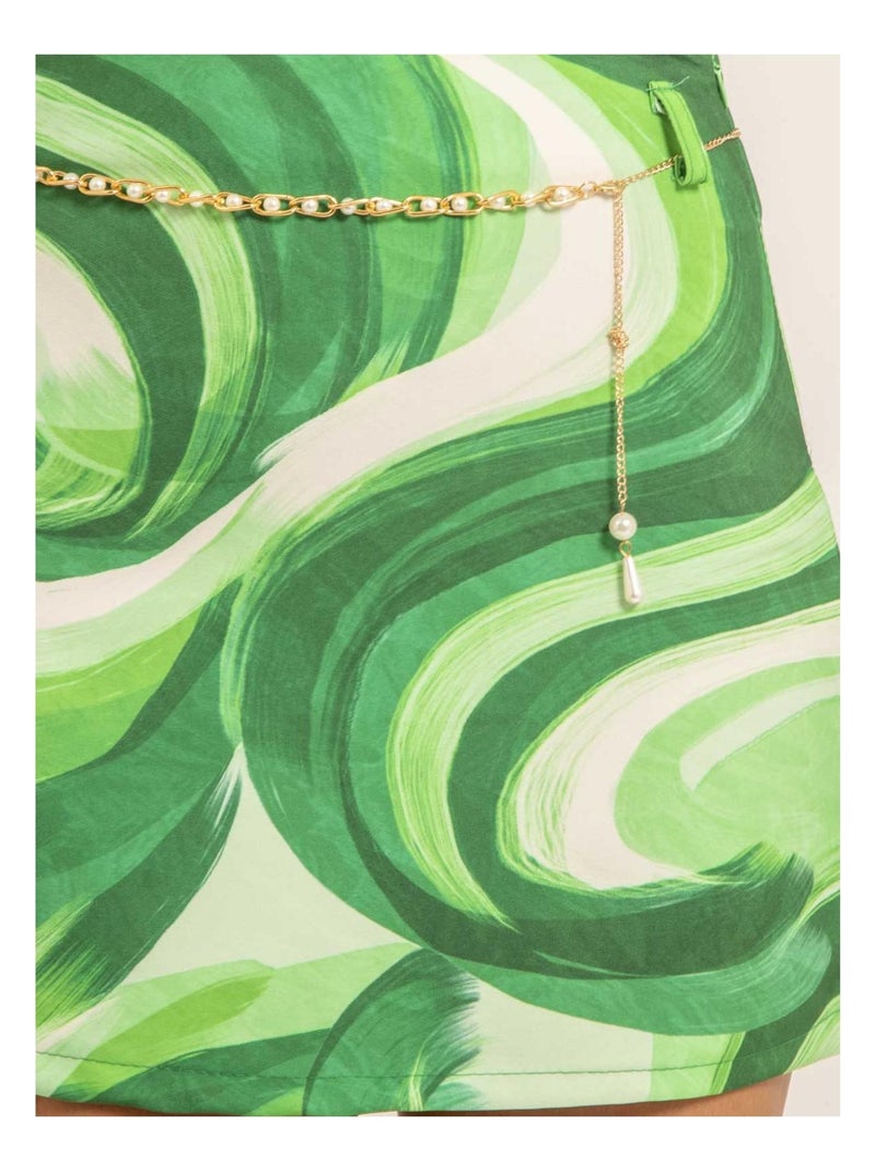 Jupe courte motifs avec ceinture XEVRY Vert - Kiabi