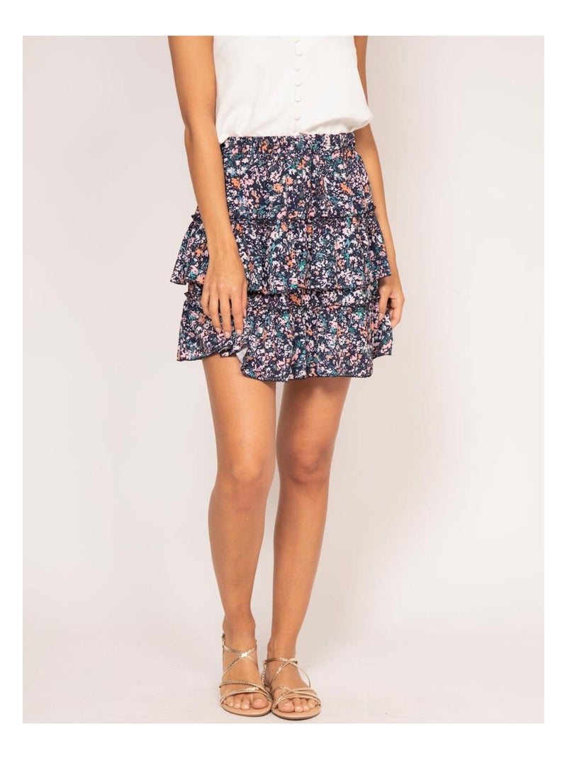 Jupe courte motifs XARRY Bleu marine - Kiabi