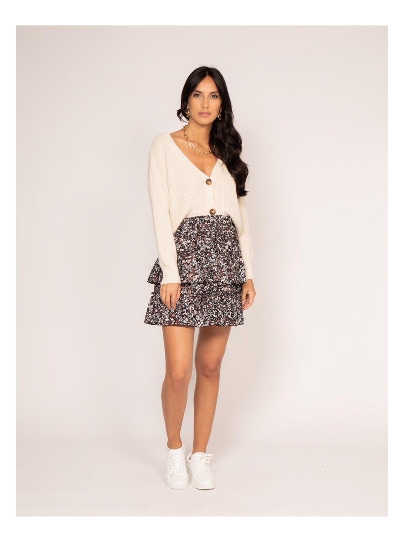 Jupe courte motifs XARRY Noir - Kiabi