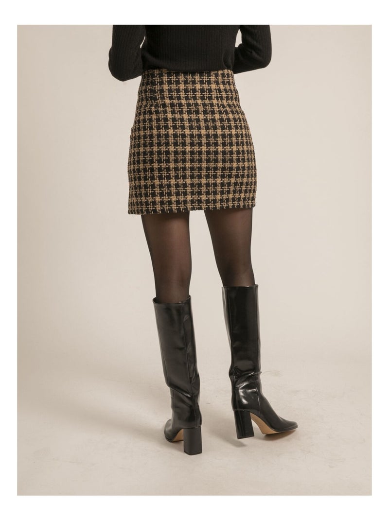 Jupe courte motifs XORINA Marron - Kiabi