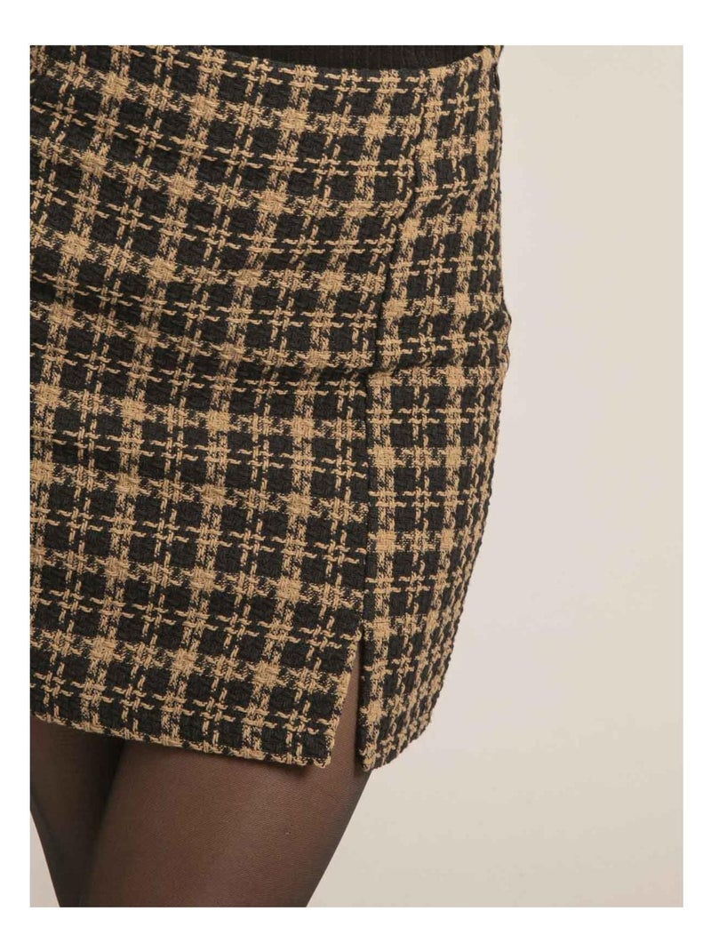 Jupe courte motifs XORINA Marron - Kiabi