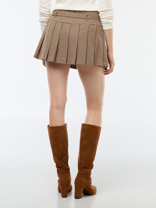 Jupe courte plissée à carreaux - Kiabi