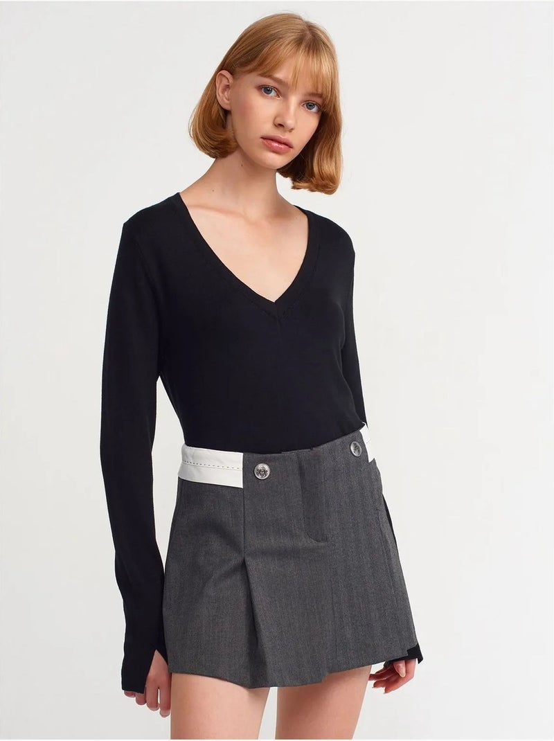 Jupe courte plissée à taille haute avec ceinture dilvin Gris foncé - Kiabi