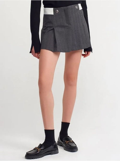 Jupe Courte Plissée À Taille Haute Avec Ceinture - Kiabi