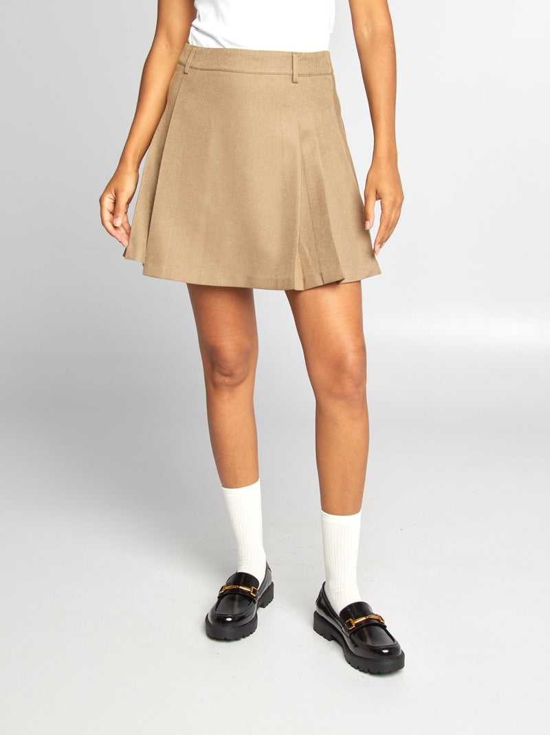 Jupe courte plissée Beige - Kiabi