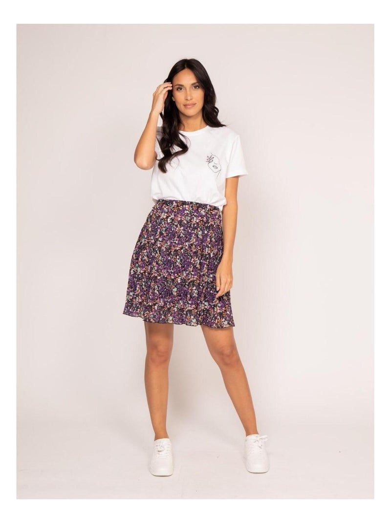 Jupe courte plissée motifs XIOLET Violet - Kiabi