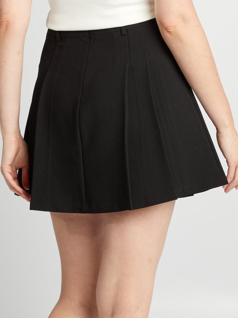 Jupe courte plissée noir - Kiabi