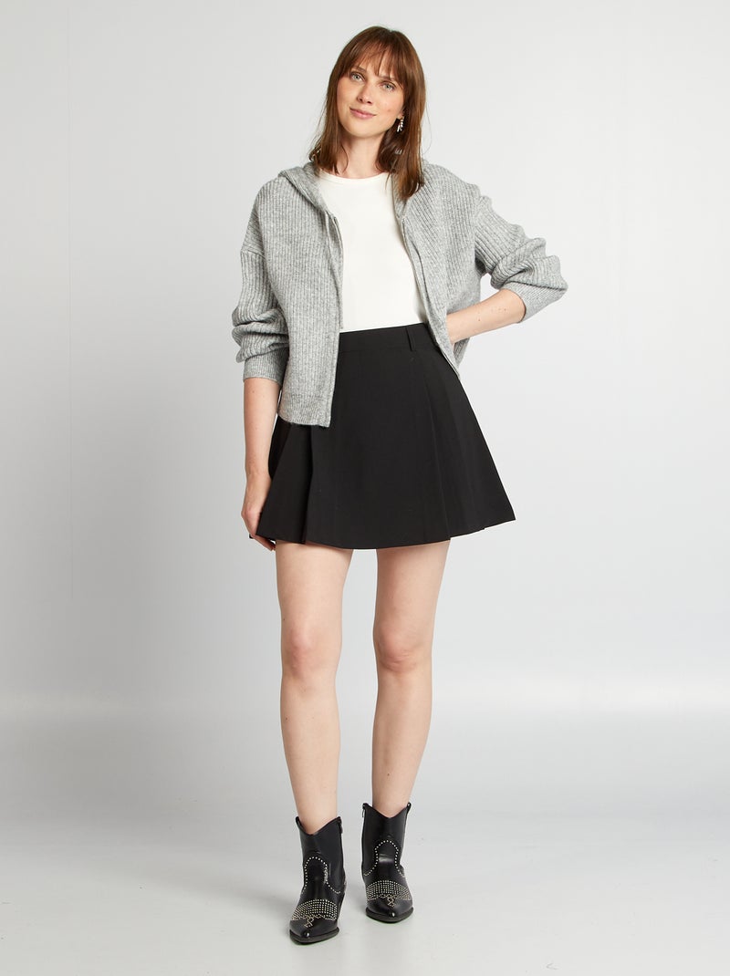 Jupe courte plissée noir - Kiabi