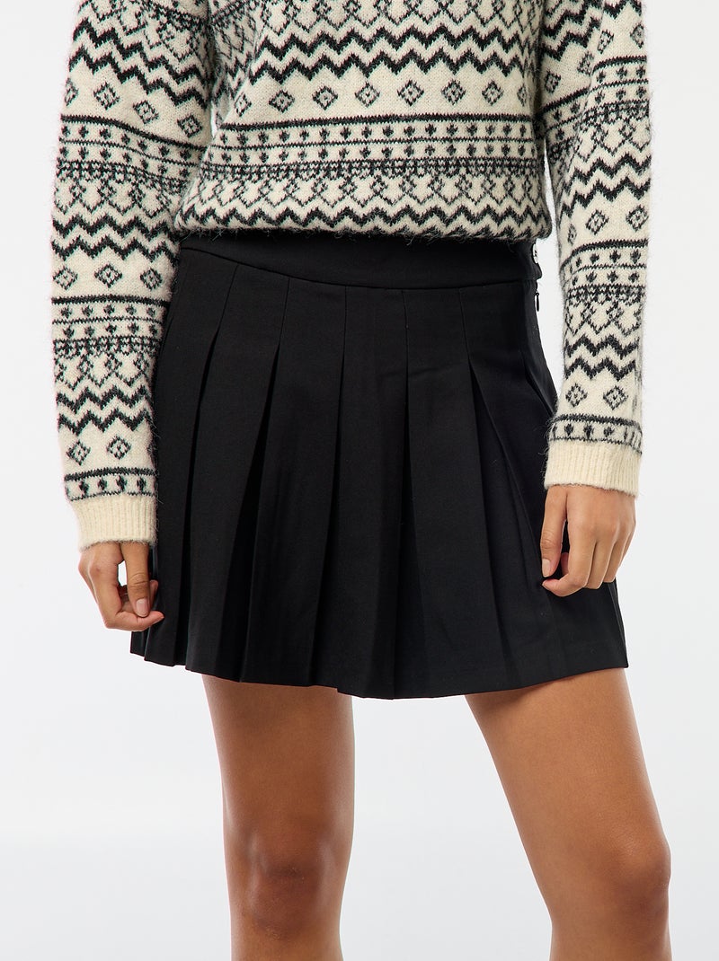 Jupe courte plissée Noir - Kiabi