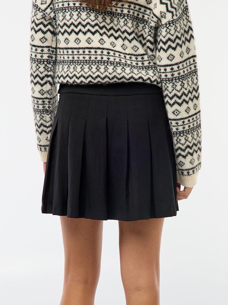 Jupe courte plissée Noir - Kiabi