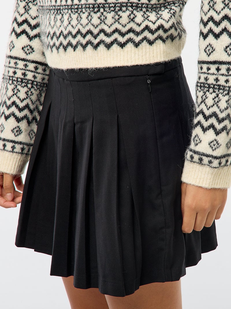 Jupe courte plissée Noir - Kiabi