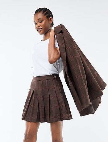 Jupe courte plissée zippée