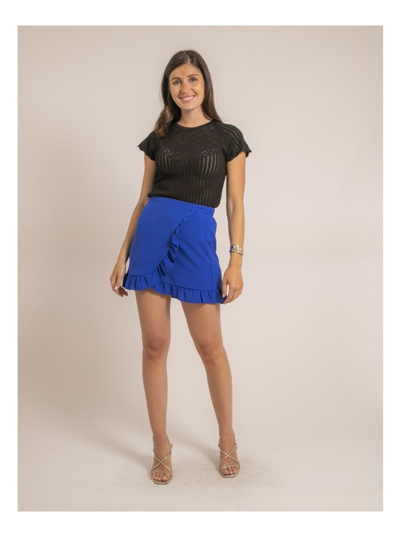 Jupe courte portefeuil  XOTESS Bleu roi - Kiabi