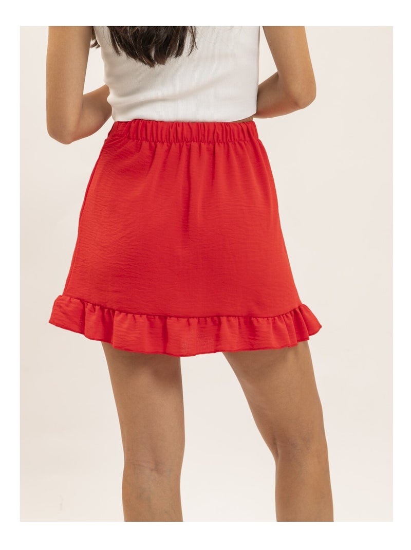 Jupe courte portefeuil  XOTESS Rouge - Kiabi