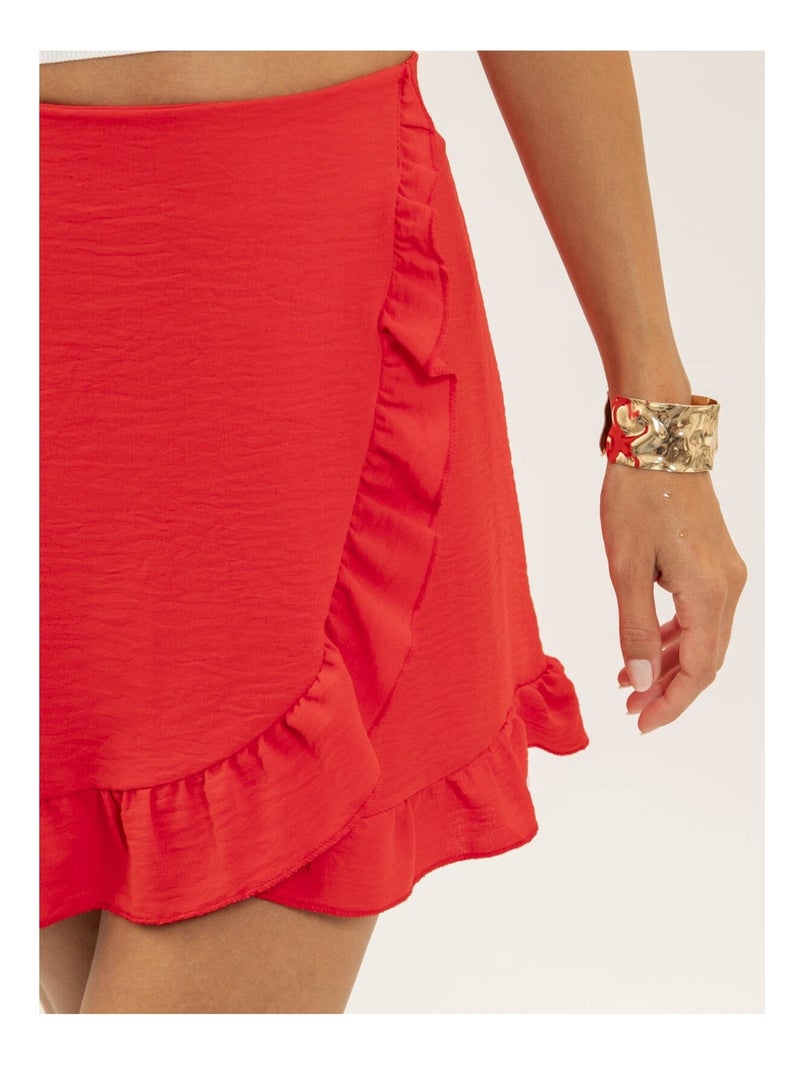 Jupe courte portefeuil  XOTESS Rouge - Kiabi