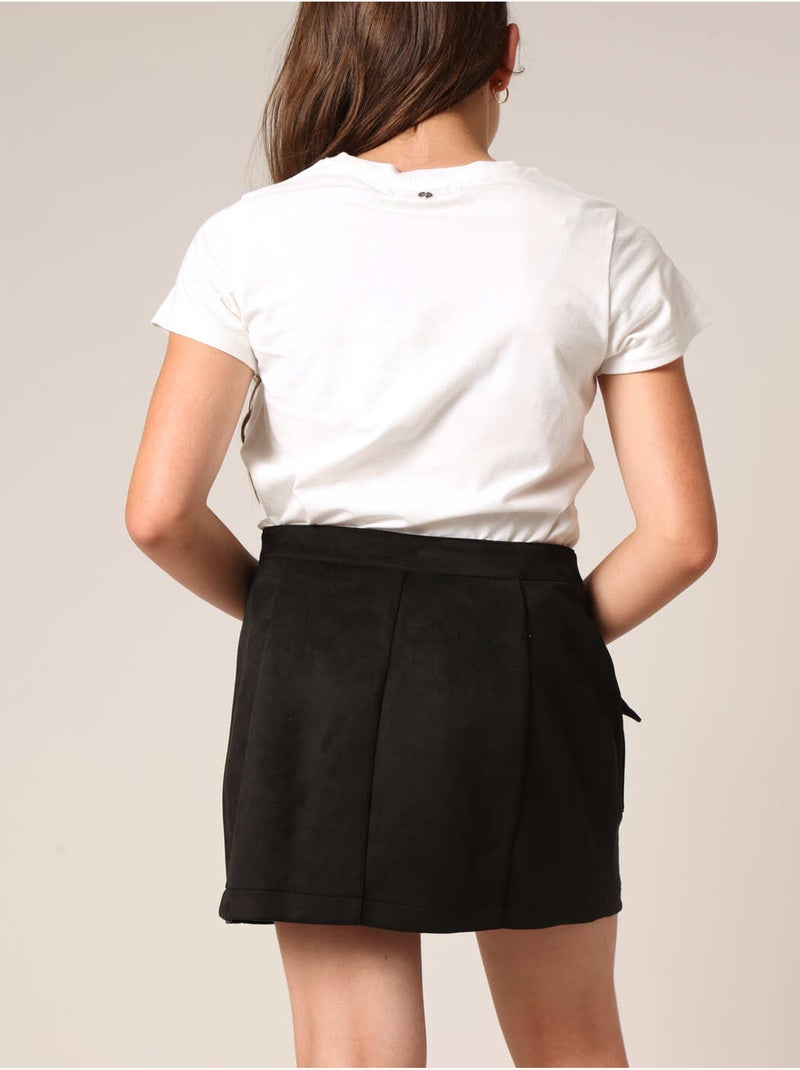 Jupe courte pour fille effet daim
 'Deeluxe' Noir - Kiabi
