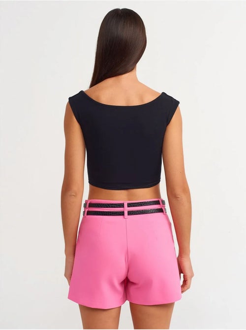 Jupe Courte Skater Taille Haute Avec Ceinture - Kiabi