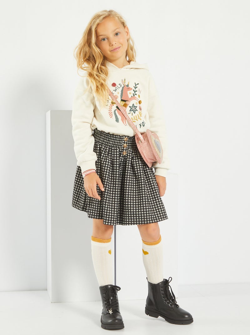 Jupe courte style 'Écossaise' Noir/blanc - Kiabi