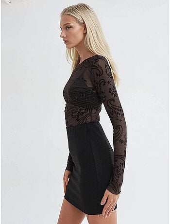 Jupe courte taille haute avec élastique busem