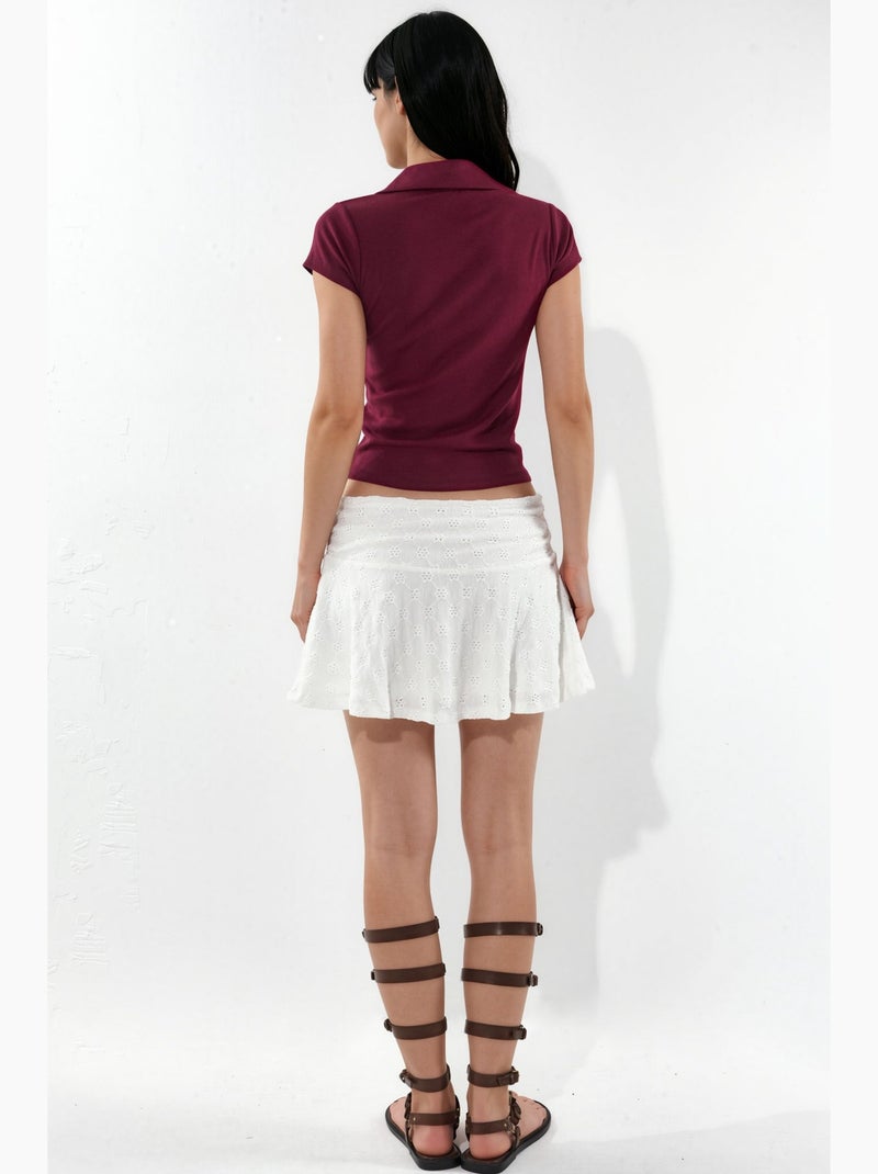 Jupe courte taille haute texturée busem Blanc - Kiabi