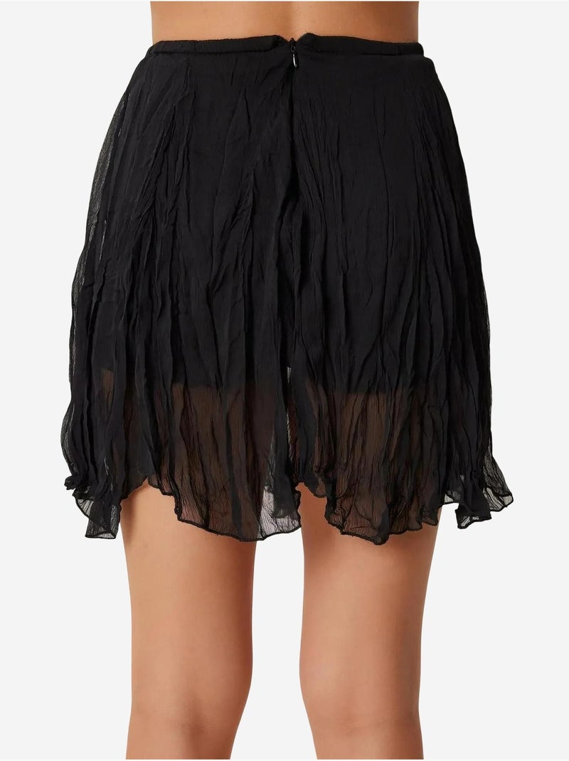 Jupe courte texturée à taille élastique istanbul Noir - Kiabi